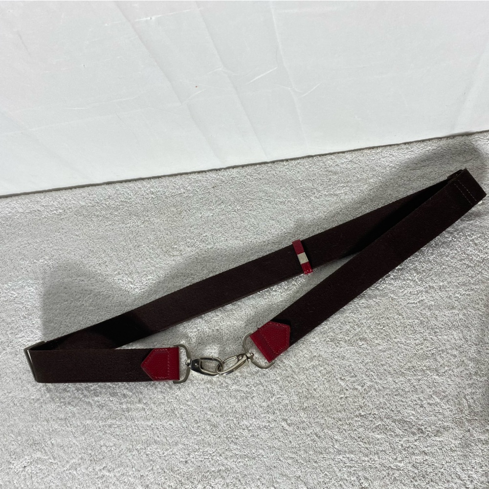 5/$25 Brown Replacement Shoulder Strap With Red Accents And Silver Tone Hardware